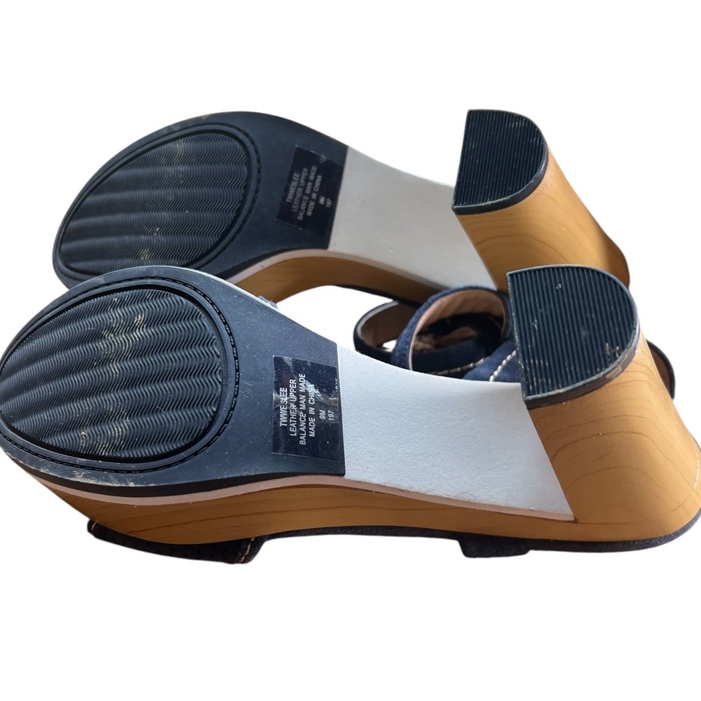 Tommy Hilfiger Weslee Blue Suede Platform Block Heel Sandals Women's 9M - Picture 4 of 5
